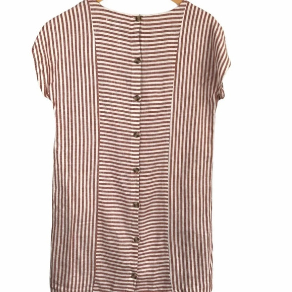 Harper Orange and White Striped Dress with Button Back - Picture 3 of 11